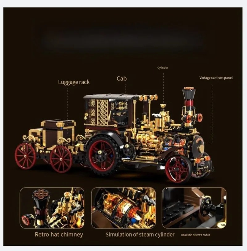 クリエイティブ 1331 個ヴィンテージ機械式蒸気車ビルディ - Building Blocks のレビューと価格